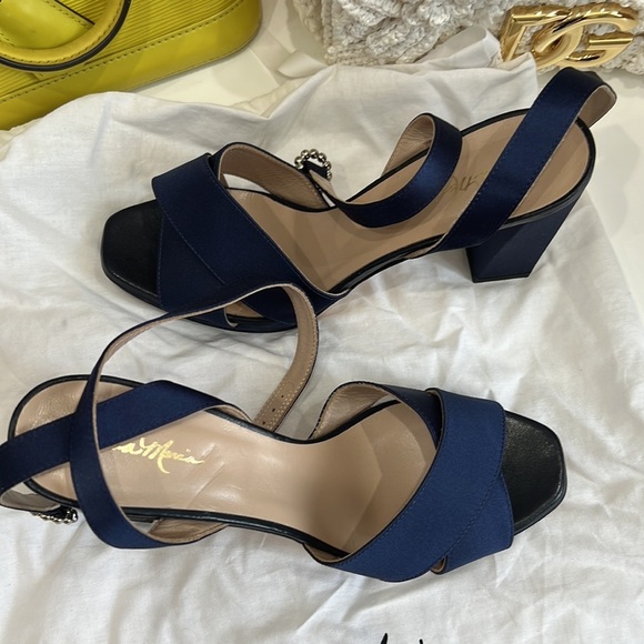 NEW Navy Tina Marie Block Heel Sandals - Picture 4 of 15